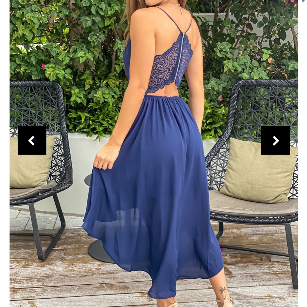 Blue lace back dress
